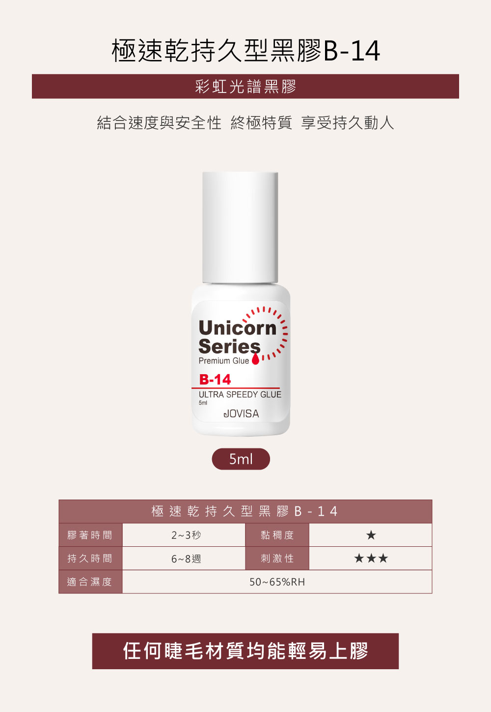 JOVISA 極速乾持久型黑膠 B-14 - 5ml