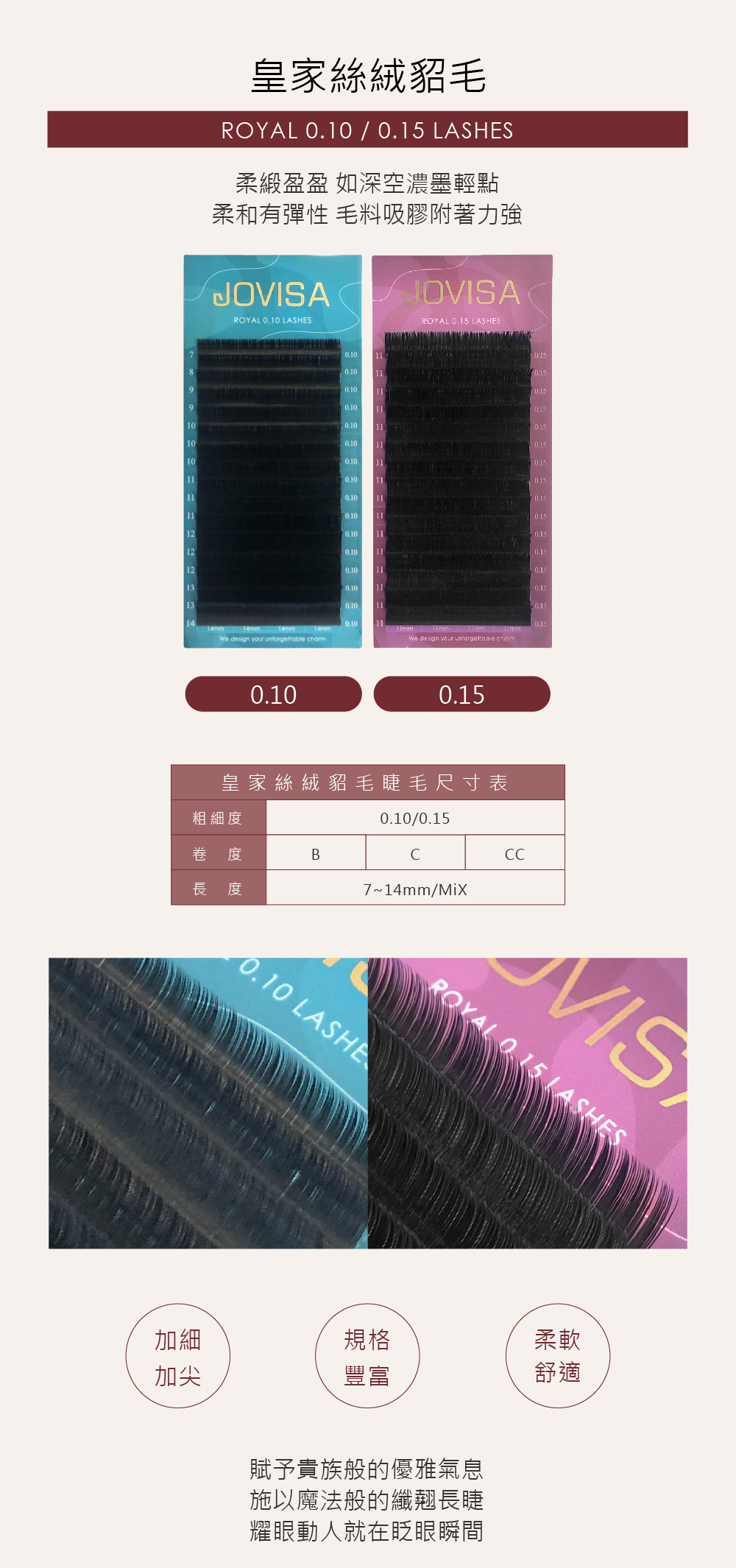 Jovisa 皇家絲絨貂毛【16排】0.15粗度 CC捲度 15MM長度