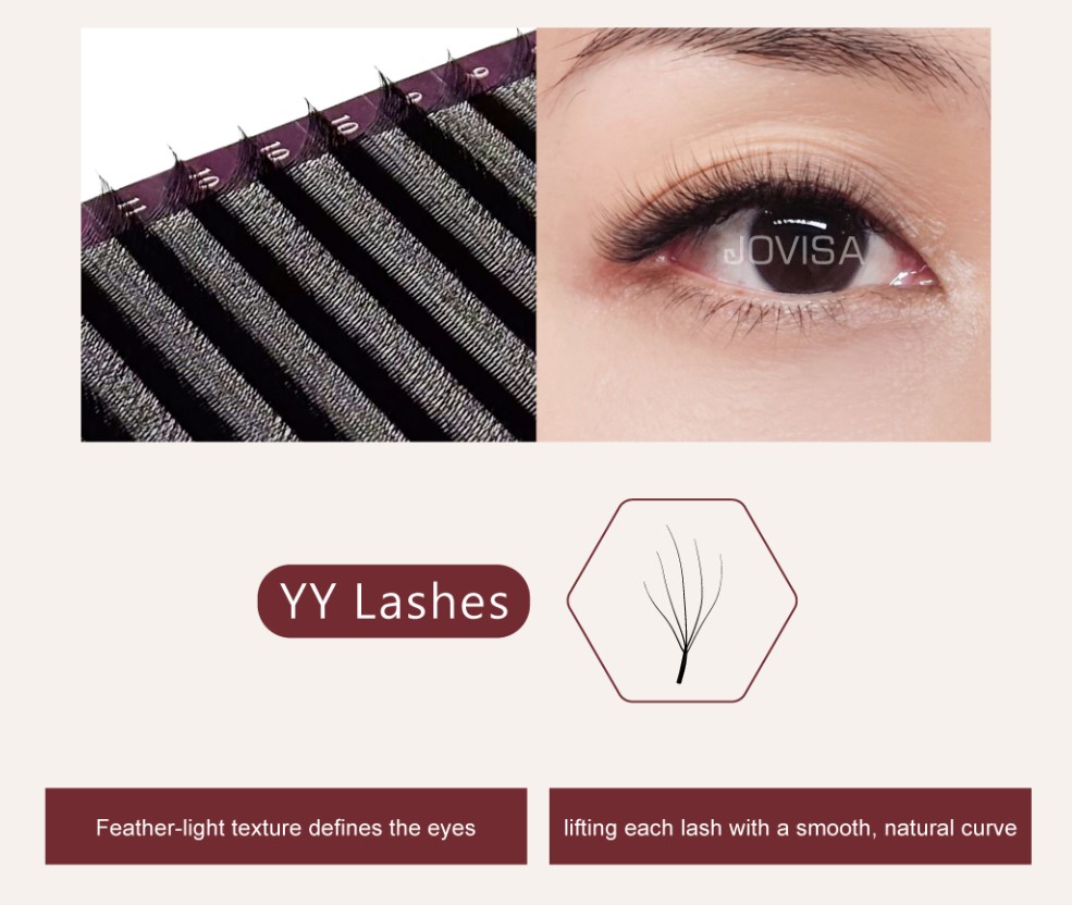 JOVISA 6D HEDAIS YY LASHES (0.07)/CC CURL/9+10MM LENGTH/黑色