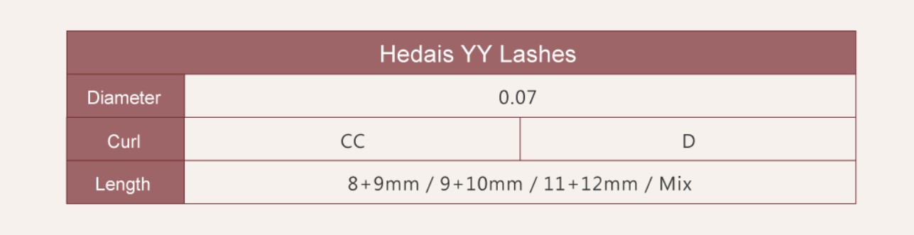 JOVISA 6D HEDAIS YY LASHES (0.07)/CC CURL/9+10MM LENGTH/黑色
