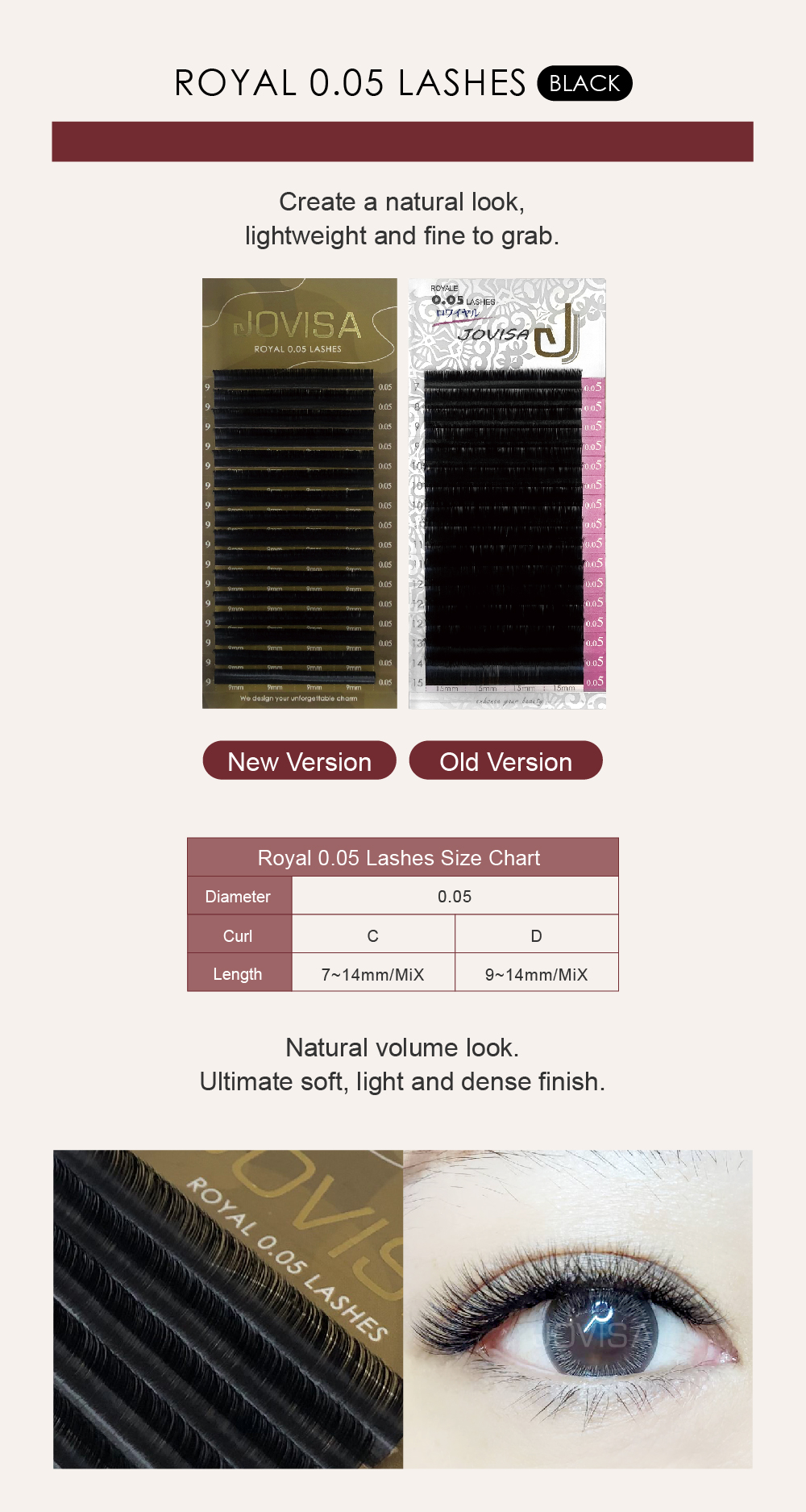 Taiwan JOVISA Yates Royal 0.05 Series Eyelashes D 0.05 Volume 11M length