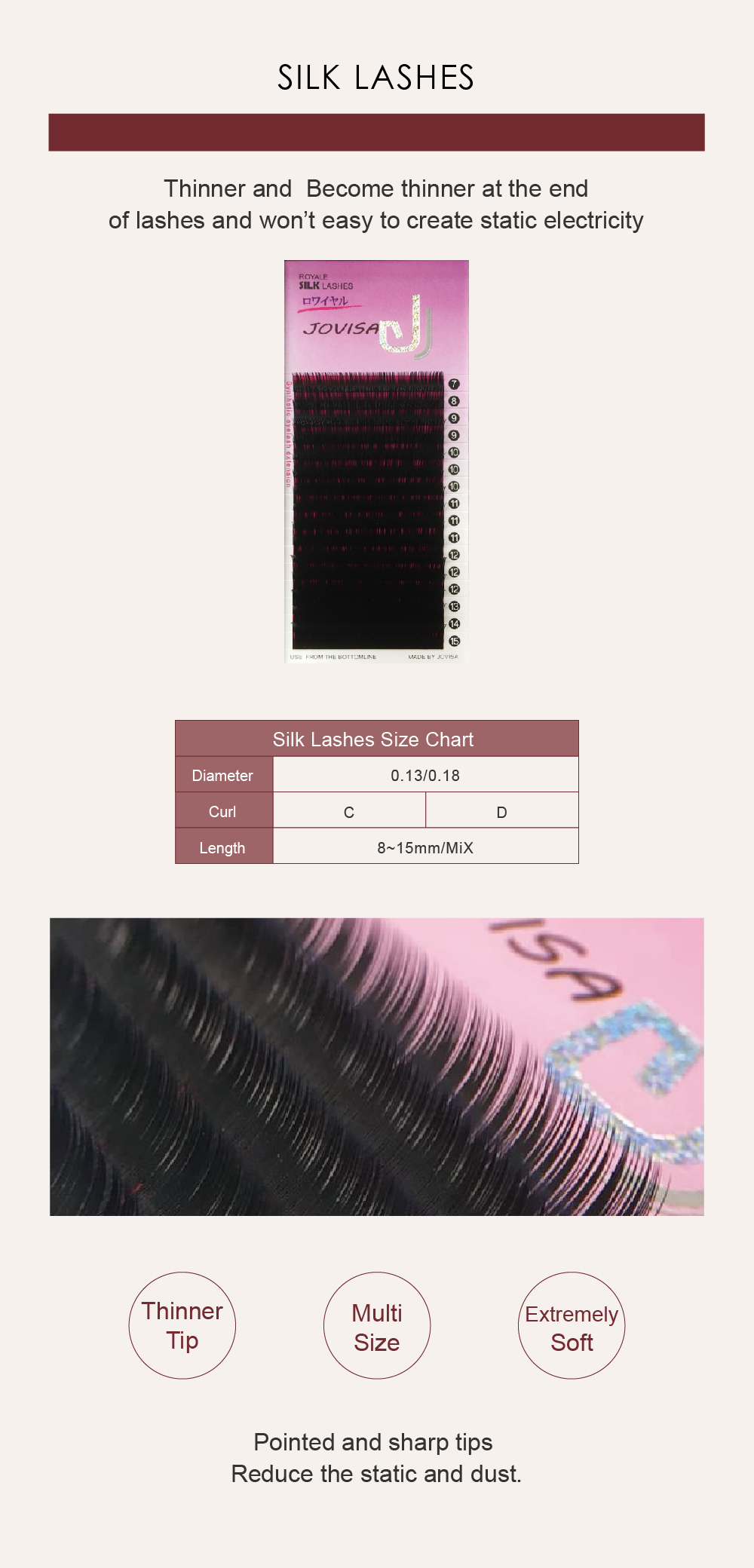 Taiwan JOVISA Royale Easy Lashes Curl: C Thickness: 0.08mm Length: 12mm