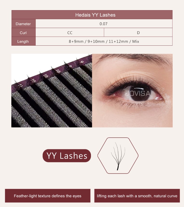 JOVISA 6D 朵毛稼接 -【赫黛絲0.07】睫毛 CC卷度 8+9MM長度▸黑色◂