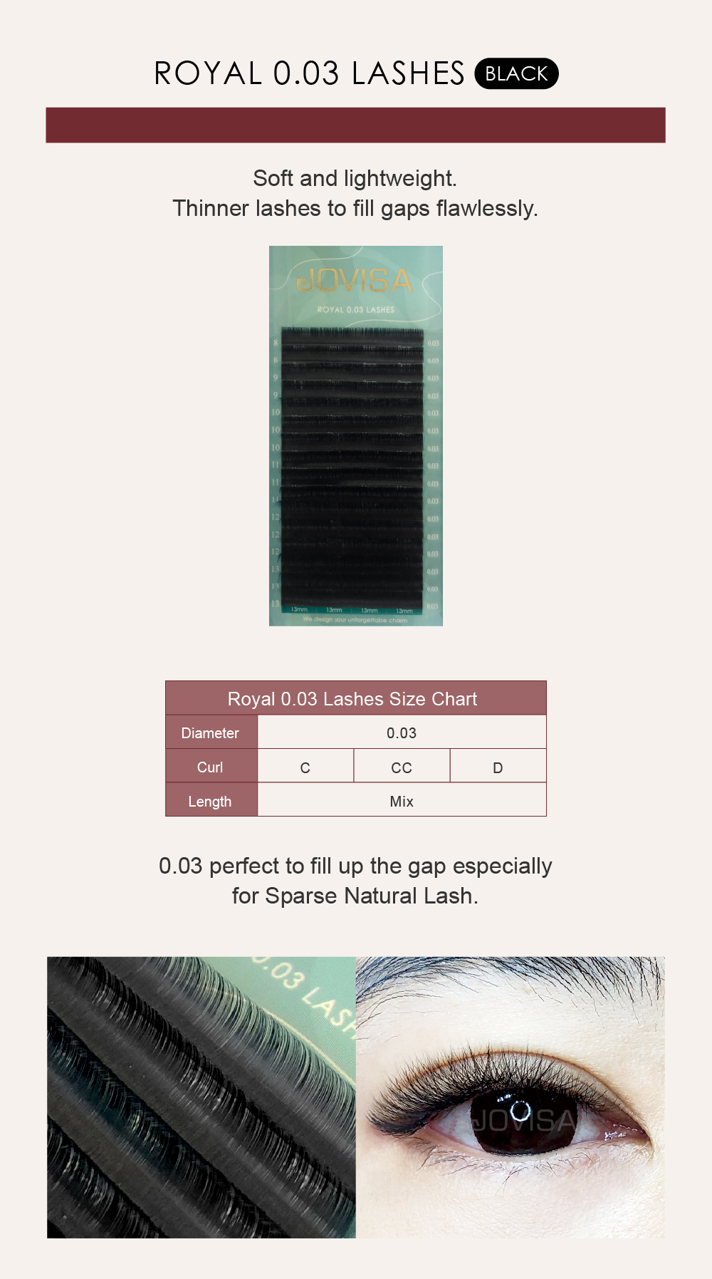 JOVISA ROYAL 0.03 LASHES CC MIX BLACK