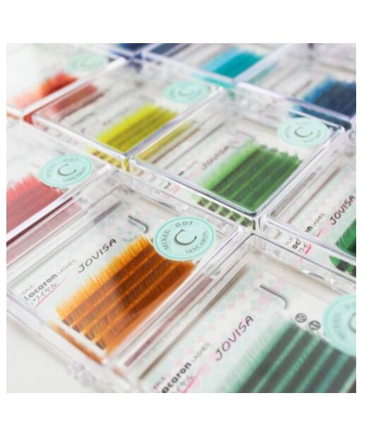 台灣 JOVISA 馬卡龍睫毛【繽紛系列】- 03亮彩橘 0.07粗度 C捲度 MIX長度